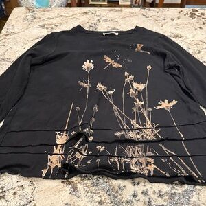 Black Floral Print Tunic Top - Women
